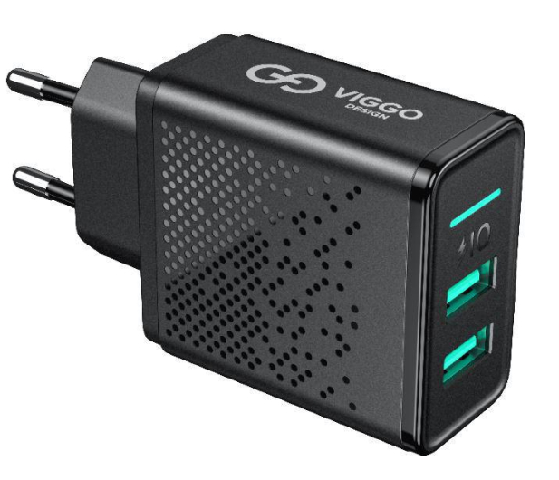 VIGGO DESIGN 2xUSB 3.4A Czarna - 1458562 - zdjęcie